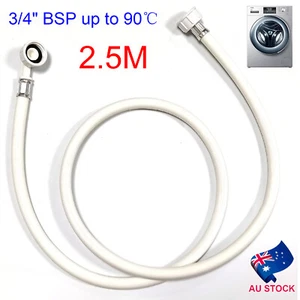 2.5M WASHING MACHINE WATER INLET HOSE COLD HOT FEED PIPE With 90° Bend 3/4" BSP - Picture 1 of 6