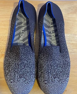 Rothys Ombré Metallic Silver Twilight Chocolate Brown Size 10.5 Loafers Shoes - Picture 1 of 3