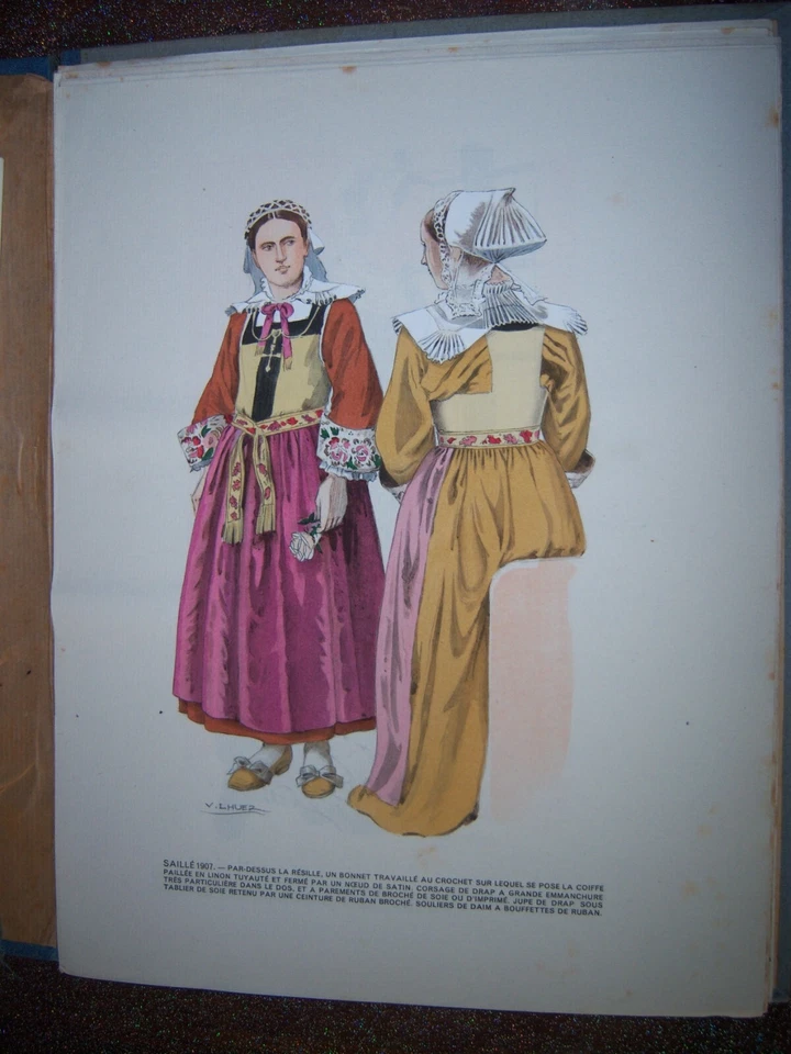 BRETAGNE le costume Breton DESSIN DE LHUER 24 x 32 cm SAILLE 1907 - Photo 1/1