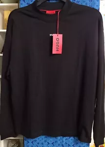 HUGO Daposo Cotton Long Sleeve Relaxed Fit T-Shirt in Black, Men's Small - Picture 1 of 5