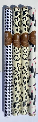 4 Rolls Midori Paper Gift Wrap Rolls New Animal Print Lipstick & Checker Lot - Image 1 of 4
