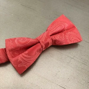 Coral Boy Straight Cut PAISLEY PATTERN Pre-tied Bow tie Kids Wedding Party - Picture 1 of 2