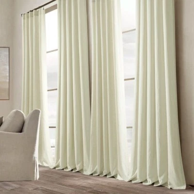 Panel de cortina de ventana de mezcla de algodón rico prelavado lino belga decoración exuberante Foto 1 de 4