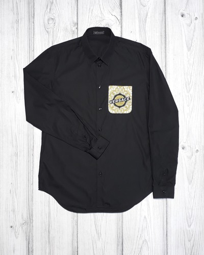 Versace camicia nera stampa barocco taglia 41 (L)