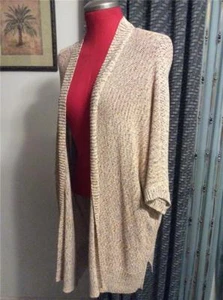 New $80 LANE BRYANT beige gold metallic open front shrug sweater 26/28 3X 4X - Picture 1 of 7