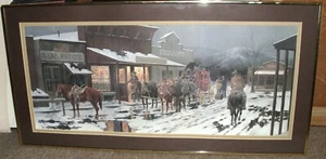 JODIE BOREN LIMITED EDITION LITHOGRAPH #657/975 WESTERN TOWN WINTERTIME FRAMED - Picture 1 of 4