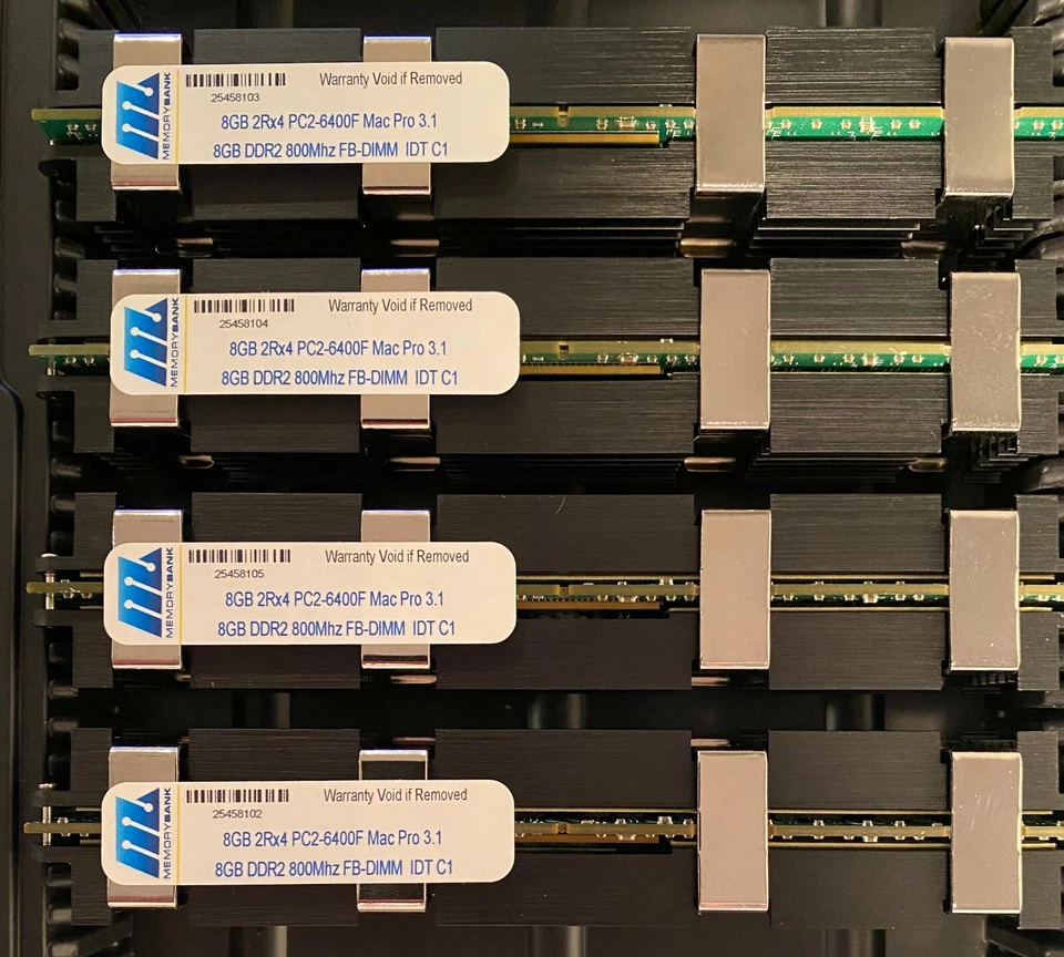 32GB (4x8GB) PC6400 DDR2 800MHz FB-DIMM Mac Pro 3.1 8-core/ Quad-core 2.8, 3.0 - Image 1 of 1