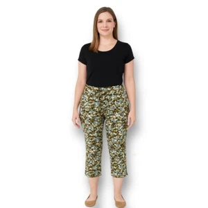 Style & Co 8P Capri Pants Multicolor Stretch Abstract Print Boho Side Slits Crop - Picture 1 of 9