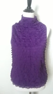 New PL NEW DIRECTIONS Sleeveless Stretch Purple Ruffle Blouse Top $36 - Picture 1 of 5