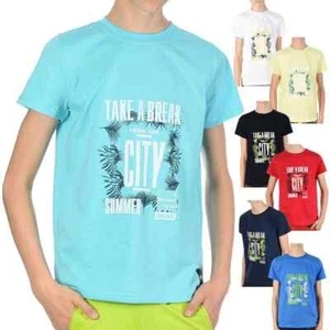 Children Boy T-Shirt Short Sleeve Basic Take a Break City 30047 - Picture 1 of 28