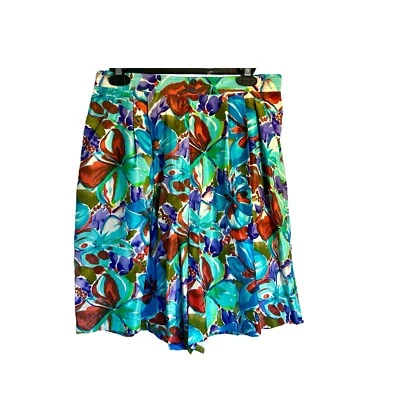 Винтажный 90-х новый с Ярлыками Express 100% шелк тропический цветочный Бермуды шорты большой - Изображение 1 из 4