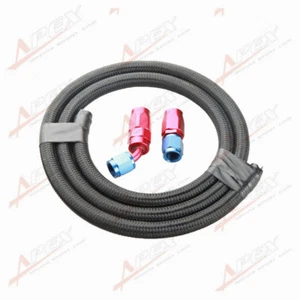 Nylon Cover Braided -10 AN10 Oil Fuel Gas Line Hose 1M + Swivel Hose End Fitting - Picture 1 of 5