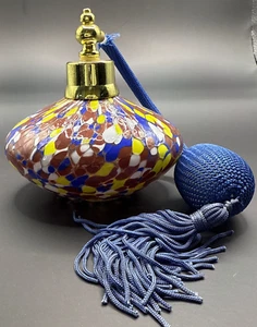 Vintage Art Glass End of Day Splatter Confetti Perfume Bottle Atomizer As-Is - Picture 1 of 14
