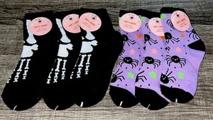Calze Halloween Bambini Tg 7 -8,5 Caviglia Ragni Scheletro Sei Paia Scarpa Adolescente Tg 8 - Foto 1 di 12