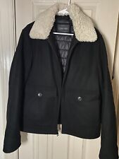 Calvin Klein men’s black wool jacket faux fur color quilted lining MEDIUM