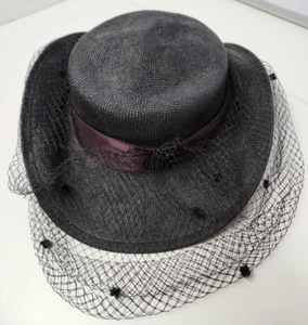 Vintage Michael Howard by Georgi Ladies Black Hat with maroon Band - Picture 1 of 18