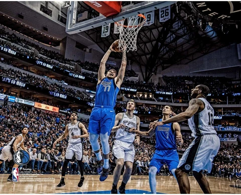 Luka Doncic Dallas Mavericks Unsigned Dunking vs. San Antonio Spurs 8 x 10 Photo Cover