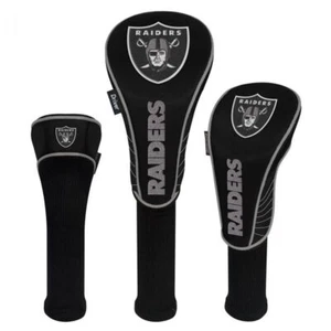 LAS VEGAS RAIDERS HIGH QUALITY NYLON GOLF HEAD COVER SET EMBROIDERED LOGO NFL - Picture 1 of 1
