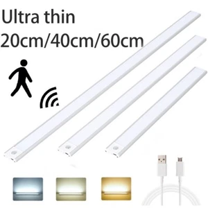 Wireless LED PIR Motion Sensor Lamps USB Rechargeable Cabinet Closet Light Strip - Picture 1 of 13
