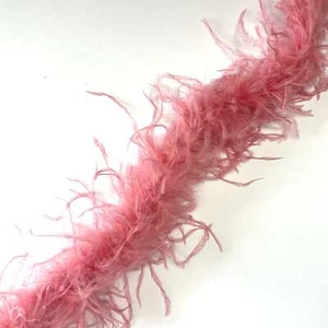 Ostrich & Marabou Feather Boa Trim per 10cm - Dusty Pink - Picture 1 of 3