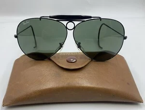 AUTHENTISCHE BAUSCH & LOMB VINTAGE RAY BAN SCHWARZE FLIEGERSHOOTER SONNENBRILLE MIT HÜLLE. - Bild 1 von 12