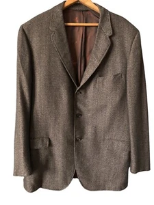 Farnsworth-Reed Cashmere Blazer Brown Herringbone Vintage Classic Size 44L - Picture 1 of 8