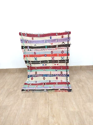 Moroccan Vintage Area Rug 3x4 Handmade Berber Colorful Geometric Tribal Carpet - Image 1 of 4