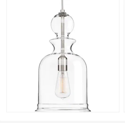 Progress Staunton 1 Light 9" Pendant, Brushed Nickel/Clear - P5333-09 - Image 1 of 2