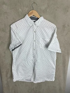 Men's Lee Polka Dot Stretch Short Sleeve Shirt Size L Large White Regular Fit - Picture 1 of 5