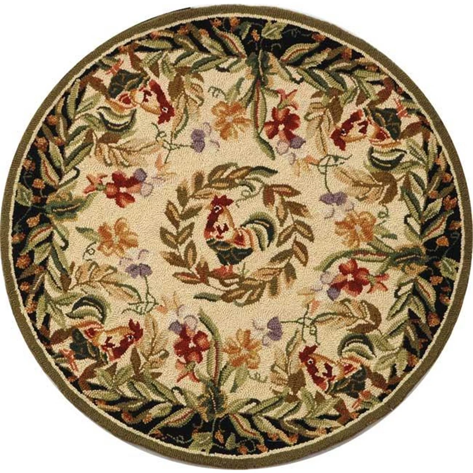 Safavieh HK92 Chelsea Area Rug Round 3' X 3' Creme/Black - Image 1 of 1