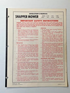 Cortacésped Snapper 1976 modelo SV182 - V2124 (manual del operador #1-2366) - Imagen 1 de 6