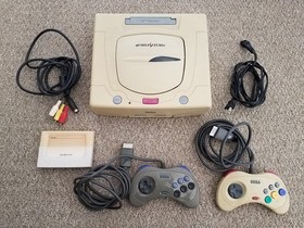 Import Sega Saturn Console System White + 20 games Japan Japanese WORKING US SEL