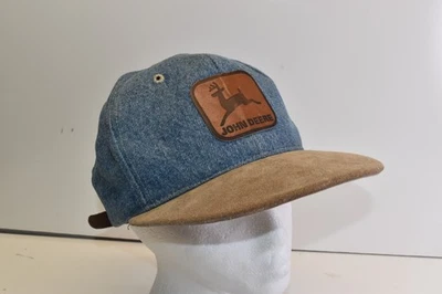 Sombrero de camionero John Deere vintage parche de cuero ajustable de mezclilla y gamuza unisex Foto 1 de 4