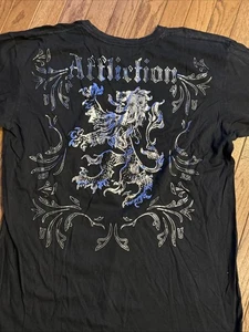 Rare Vtg New Affliction Shirt Adult XL Black Tshirt Long Sleeve Lions - Picture 1 of 9