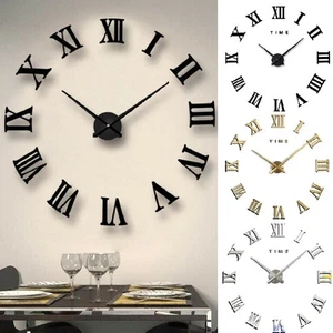 Elegant 3d Diy Roman Numerals Luxury Mirror Wall Stier Clo For Home Decor - Picture 1 of 15