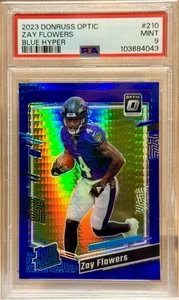 2023 Panini Donruss Optic Rated Rookie Zay Flowers #210 Blue Hyper Prizm PSA 9 - Bild 1 von 2