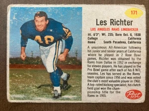 1962 Post Football #171 Les Richter, Los Angeles Rams - Bild 1 von 2