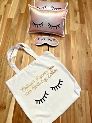 Juego de 1 Almohada Personalizada, Máscara de Ojos y Bolsa de Mano, Fiesta de Pijamas, Pijamada Foto 1 de 4