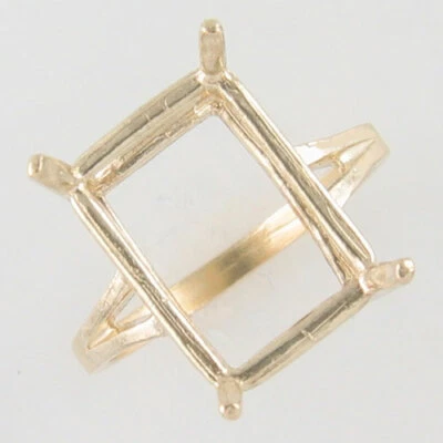 PRE-NOTCHED 16X12 EMERALD CUT DESIGNER RING IN SOLID 10K YELLOW GOLD CR35-10KY - Image 1 of 3