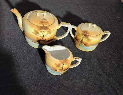 Noritake Tree in the Meadow Teapot Set With Creamer & Lidded Sugar Bowl - Image 1 of 4