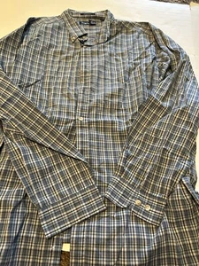 Sedgefield Herren XXL Langarm Button Down Hemd grau kariert faltenfrei M43 - Bild 1 von 3