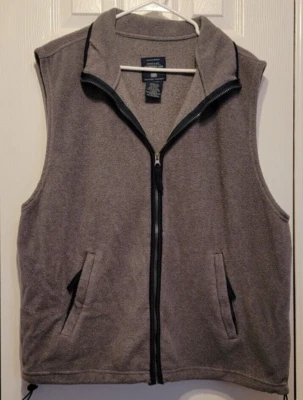 Chaleco de exterior de vellón con cremallera completa Faded Glory para hombre - XL gris con borde azul marino RN#52469 Foto 1 de 4