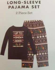 NWT Unisex Toddler Winter Long Sleeve & Fleece Pants Blue, White Pajama Set, 2T - Picture 1 of 5