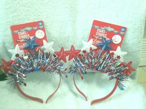 Stars & Stripes Patriotic Light Up Headband Set Of 2 New - Picture 1 of 1