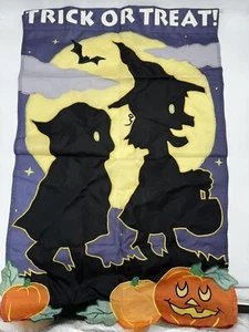 Halloween Hausflagge Herbstfahne Banner Trick or Treat Mond NCE Vintage - Bild 1 von 11