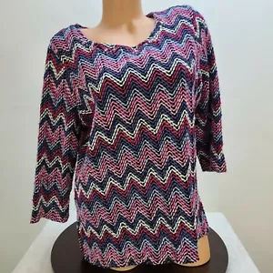 Suéter de ganchillo Alfred Dunner para mujer mediano púrpura manga 3/4 Chevron - Imagen 1 de 10
