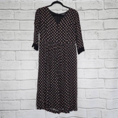 Club Monaco женщин многоцветный геометрический карьера 3/4 рукав вискозы миди платье Sz 4 - Изображение 1 из 4