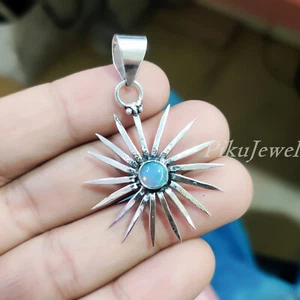 Äthiopischer Feueropal Edelstein 925 Sterling Silber Sonne Anhänger Modeschmuck - Bild 1 von 8
