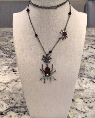 Collar Colgante Betsey Johnson 30" ROJO Araña y Telaraña Nuevo con Etiquetas - Caja de Regalo - Ajustable $58 Foto 1 de 4