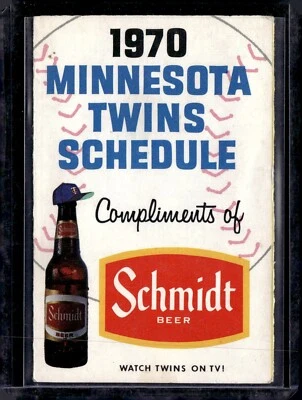 1970 Schmidt Beer Minnesota Twins Pocket Schedule VG-EX/EX - Image 1 of 2